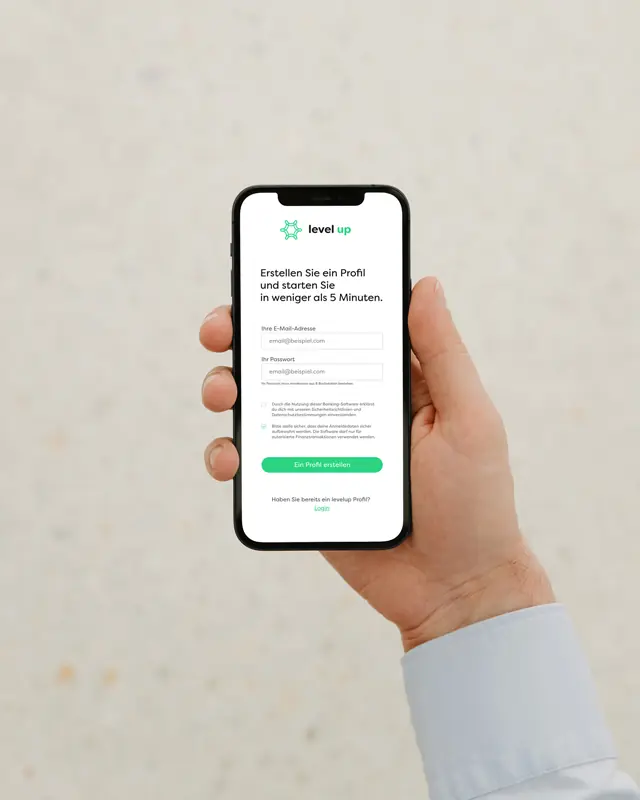 UX/UI-Design: Mobile Banking-Software als Mockup auf dem Smartphone
