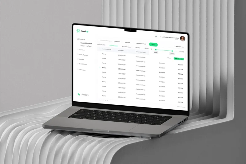 UX/UI-Design für moderne Banking-Software UX/UI Design Projekt: Mockup einer Banking-Software auf MacBook